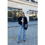 FMN Collection kadın düğme çıt çıt kapama astarlı cepli orta boy gabardin kaşe bomber trend pinterest kaban mont