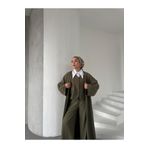 FMN Collection tasarım yelek, bol paça pantolon, uzun kuşaklı kimono ceket tesettür uyumlu rahat şık üçlü takım
