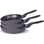 Fms 3'lü Döküm Tava Set Siyah 20-24-28 cm - 3'LÜ DÖKÜM GRANİT TAVA