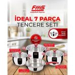 Fms 6001 Siyah Ideal 7 Parça Çelik Tencere Seti - 24