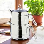 Fms Burcu Büyük Boy Çelik Çaydanlık (Üst Demlik 1,5 L - Alt 3 L) - ÜST DEMLİK 1,5 LİTRE - ALT 3 LİTRE ÇAYDANLIK