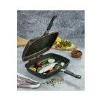 FMS Granit 36 Cm Çift Taraflı Grill Balık Ve Izgara Tavası Siyah