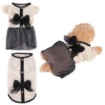 Fnaobai Köpek Çift Tutu Elbise Evcil Hayvan Yavru Yaz Fiyonk Yelek Kedi Vintage Dantel Etek Kolsuz Üst Bahar Giysileri Küçük Orta Köpek Kedi için Kıyafetler (Elbise, Small)