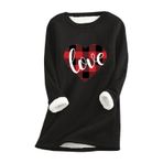FNKDOR 2023 2022 Sevgililer Günü Kalp Mektup Baskılı Sweatshirt Anne ve Benim için Bebek Kız Uygun Kıyafet, Siyah, S