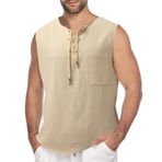 FNKDOR ASHLMR5L Sıfır Kol Haki Erkek T-shirt