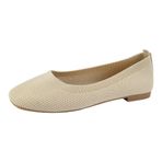 FNKDOR Balerin ayakkabısı, şık, topuklu, yuvarlak burunlu, rahat yazlık ayakkabı, slip, düz ayakkabı, örgü elbise, ayakkabı numarası, 36-43, Beyaz, 36 EU