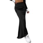 FNKDOR Bodycon Rock Yüksek Bel Uzun Sade Siyah Kadın Etek