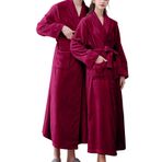 FNKDOR Bornoz, üniseks, kadın, erkek, sabahlık, yumuşak kadife, uzun, kimono ev mantosu, g, L
