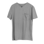 FNKDOR Büyük beden tişört, erkek, %100 pamuk, yazlık, V yaka, standart kesim, tek renkli, cepli gündelik tişört, Gri, 3XL