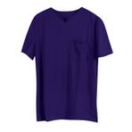 FNKDOR Büyük beden tişört, erkek, %100 pamuk, yazlık, V yaka, standart kesim, tek renkli, cepli gündelik tişört, Koyu mavi, 5XL