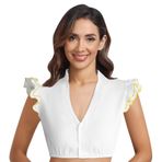 FNKDOR Dirndl Oktoberfest V Yaka Kanatlı Kollu Şık Sarı Kadın Bluz