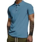 FNKDOR Erkek polo tişört, kısa kollu, buz ipek kumaş, nefes alır, rahat, dar kesim, polo gömlek, yazlık üst giyim, erkek tişörtü, Açık mavi, 4XL