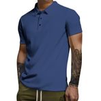 FNKDOR Erkek polo tişört, kısa kollu, buz ipek kumaş, nefes alır, rahat, dar kesim, polo gömlek, yazlık üst giyim, erkek tişörtü, Koyu mavi, XL