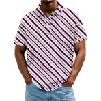 FNKDOR Erkek polo tişört, kısa kollu, polyester, bol kalıp, eğri çizgili, polo gömlek, yazlık üst giyim, erkekler için, sıcak gül rengi, XXL