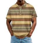 FNKDOR Erkek polo tişört, kısa kollu, polyester, bol kalıp, renkli, çizgili, polo gömlek, yazlık üst giyim, erkekler için, Pembe., S