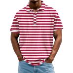 FNKDOR Erkek polo tişört, kısa kollu, polyester, bol kalıp, yatay çizgili, nefes alan polo gömlek, yazlık üst giyim, erkekler için, sıcak gül rengi, 5XL