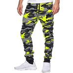 FNKDOR Eşofman altı erkek koşu baskılı kamuflaj fitness boş zaman pantolonu Sports Shot Men 's pantolon, Sarı, L
