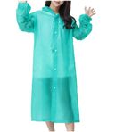 FNKDOR Eva 145 cm yağmurluk, şeffaf panço, yağmur aksesuarı, kadın ve erkek için, su geçirmez, yağmurluk, yürüyüş, bisiklet, kamp ve seyahat için (yeşil, tek beden)