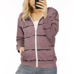 FNKDOR Fermuarlı Sweat Ceket, Kadın Kapüşonlu Büyük Bedenler Çizgili İnce Fermuarlı Kapüşonlu Ceket Sweatshirt Ceket, Pembe., XXL Plus