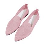 FNKDOR Kadın babet ayakkabısı, şık, rahat, yazlık ayakkabı, bağcıklı, burun, düz, örgü elbise, ayakkabı, loafer beden: 36-43, Pembe., 38 EU