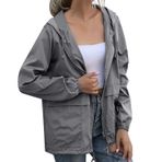 FNKDOR Kadın yağmurluğu, su geçirmez, dış mekan montu, yazlık, nefes alır, hafif, ince, spor, yürüyüş, seyahat, trekking, bisiklet ceketi, mevsimlik ceket, kapüşonlu rüzgarlık, Koyu gri., XXL