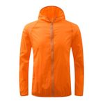 FNKDOR Kadın yağmurluğu, su geçirmez, dış mekan montu, yazlık, nefes alır, hafif, ultra ince, yürüyüş, seyahat, trekking bisiklet montu, kapüşonlu rüzgarlık, Turuncu., XXL