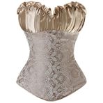 FNKDOR Korse, korse, korse, korse, kadınlar için, büstiyer, şekillendirici giyim, iç çamaşırı, dantel, bel, Push-Up Bodysuit, Altın, 5XL