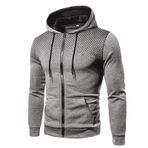 FNKDOR Patchwork Gri Spor Kapüşonlu Fermuarlı Erkek Sweatshirt