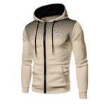 FNKDOR Patchwork Haki Spor Kapüşonlu Fermuarlı Erkek Sweatshirt