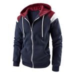 FNKDOR Patchwork Hoody Lacivert Kapüşonlu Fermuarlı Erkek Sweatshirt