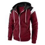 FNKDOR Patchwork Hoody Şarap Kapüşonlu Fermuarlı Erkek Sweatshirt