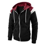 FNKDOR Patchwork Hoody Siyah Kapüşonlu Fermuarlı Erkek Sweatshirt