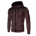 FNKDOR Patchwork Kahve Spor Kapüşonlu Fermuarlı Erkek Sweatshirt