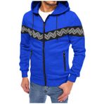 FNKDOR Patchwork Mavi Kapüşonlu Fermuarlı Erkek Sweatshirt