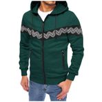 FNKDOR Patchwork Yeşil Kapüşonlu Fermuarlı Erkek Sweatshirt