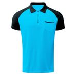 FNKDOR Polo tişört, erkek, kısa kollu, göğüs cepli, pamuk, polyester, bol kalıp, fermuarlı, polo gömlek, yazlık üst giyim, erkek tişörtü, Mavi, L