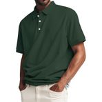 FNKDOR Polo tişört, erkek, kısa kollu, pamuk, polyester, bol kalıp, rahat, polo gömlek, yazlık üst giyim, erkekler için, asker yeşili, XL