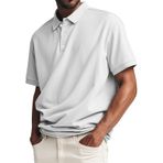FNKDOR Polo tişört, erkek, kısa kollu, pamuk, polyester, bol kalıp, rahat, polo gömlek, yazlık üst giyim, erkekler için, Beyaz, M