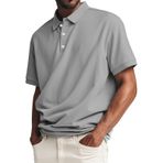 FNKDOR Polo tişört, erkek, kısa kollu, pamuk, polyester, bol kalıp, rahat, polo gömlek, yazlık üst giyim, erkekler için, Gri, M