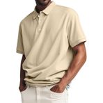 FNKDOR Polo tişört, erkek, kısa kollu, pamuk, polyester, bol kalıp, rahat, polo gömlek, yazlık üst giyim, erkekler için, Haki., S