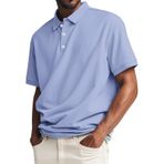 FNKDOR Polo tişört, erkek, kısa kollu, pamuk, polyester, bol kalıp, rahat, polo gömlek, yazlık üst giyim, erkekler için, Mavi, 4XL