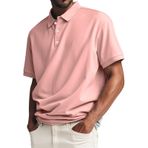 FNKDOR Polo tişört, erkek, kısa kollu, pamuk, polyester, bol kalıp, rahat, polo gömlek, yazlık üst giyim, erkekler için, Pembe., 4XL