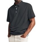 FNKDOR Polo tişört, erkek, kısa kollu, pamuk, polyester, bol kalıp, rahat, polo gömlek, yazlık üst giyim, erkekler için, Siyah, 3XL