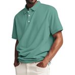 FNKDOR Polo tişört, erkek, kısa kollu, pamuk, polyester, bol kalıp, rahat, polo gömlek, yazlık üst giyim, erkekler için, Yeşil., 4XL
