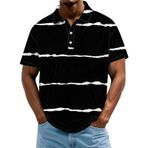 FNKDOR Polo tişört, erkek, kısa kollu, polyester, bol kalıp, çizgili, nefes alır, rahat, polo gömlek, yazlık üst giyim, erkekler için, Siyah, 5XL