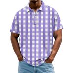 FNKDOR Polo tişört, erkek, kısa kollu, polyester, bol kalıp, kareli nefes alan polo gömlek, yazlık üst giyim, erkekler için, Pembe., 3XL