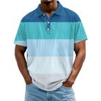 FNKDOR Polo tişört, erkek, kısa kollu, polyester, bol kalıp, nefes alan renk bloğu, polo gömlek, yazlık üst giyim, erkekler için, Mavi, 5XL