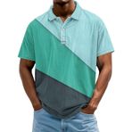 FNKDOR Polo tişört, erkek, kısa kollu, polyester, bol kalıp, nefes alan renk bloğu, polo gömlek, yazlık üst giyim, erkekler için, Pembe., 3XL