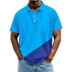 FNKDOR Polo tişört, erkek, kısa kollu, polyester, bol kalıp, nefes alan renk bloğu, polo gömlek, yazlık üst giyim, erkekler için, sıcak gül rengi, 3XL