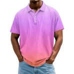 FNKDOR Polo tişört, erkek, kısa kollu, polyester, bol kalıp, renk geçişli, nefes alan polo gömlek, yazlık üst giyim, erkekler için, Mavi, 4XL